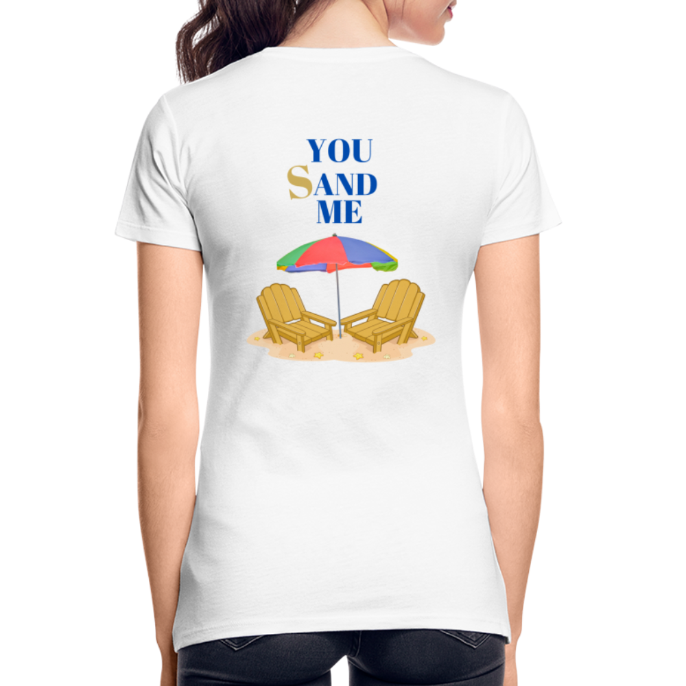 You Sand Me Beach Tee - white, back view on model