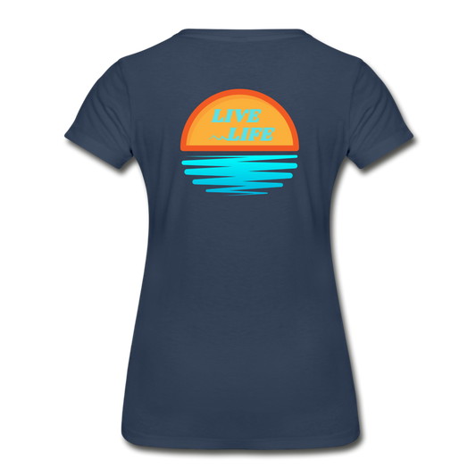 Women’s Sunset Waves Premium Organic T-Shirt - navy
