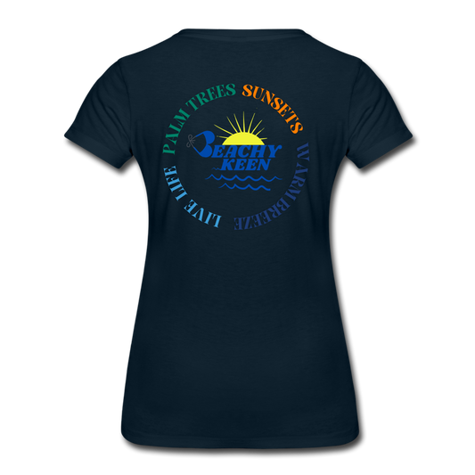 Women’s Premium Organic T-Shirt Palm Trees and Sunsets - deep navy