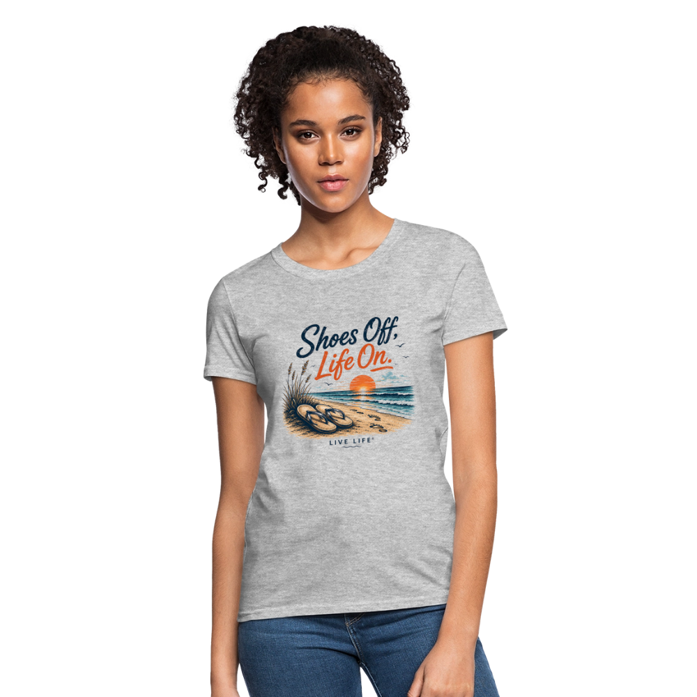 Shoes Off, Life On. Women's Tee - heather gray