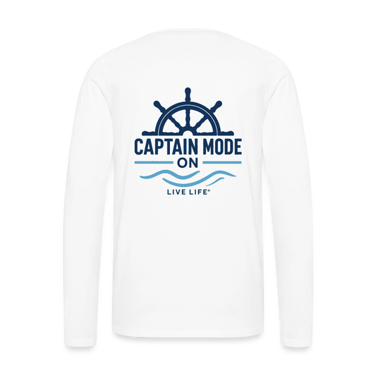 Captain Mode on  Men's Long Sleeve T-Shirt | - white
