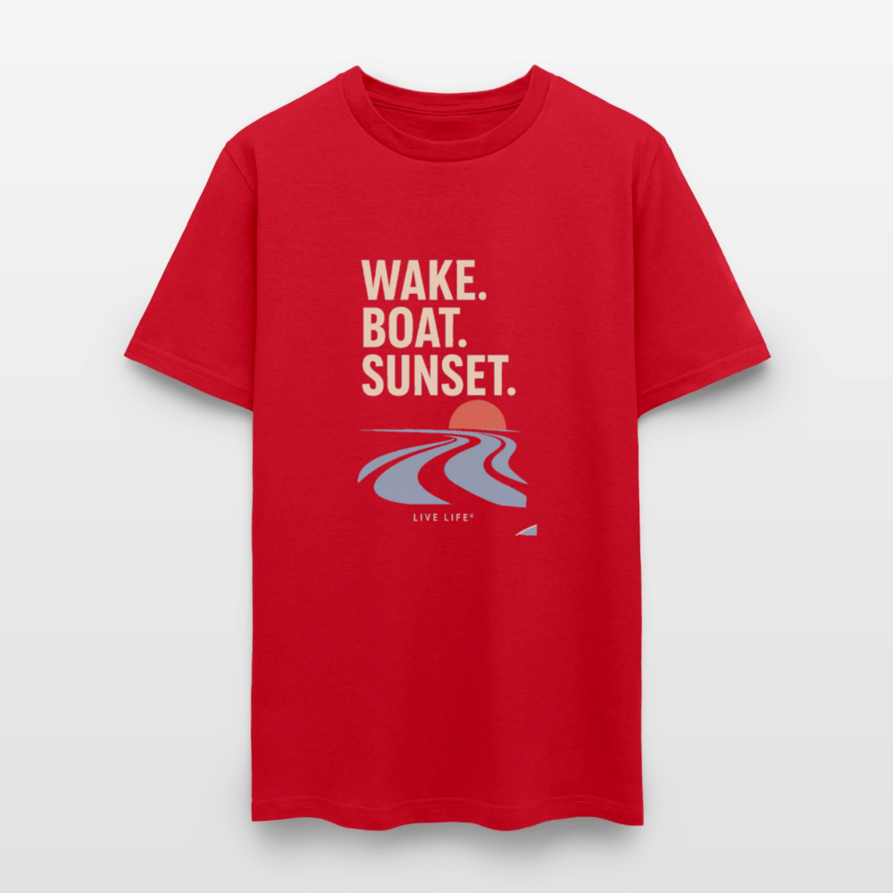 Wake. Boat. Sunset - red