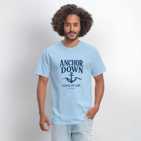 Anchor Down | Live it Up Men's T-Shirt - powder blue