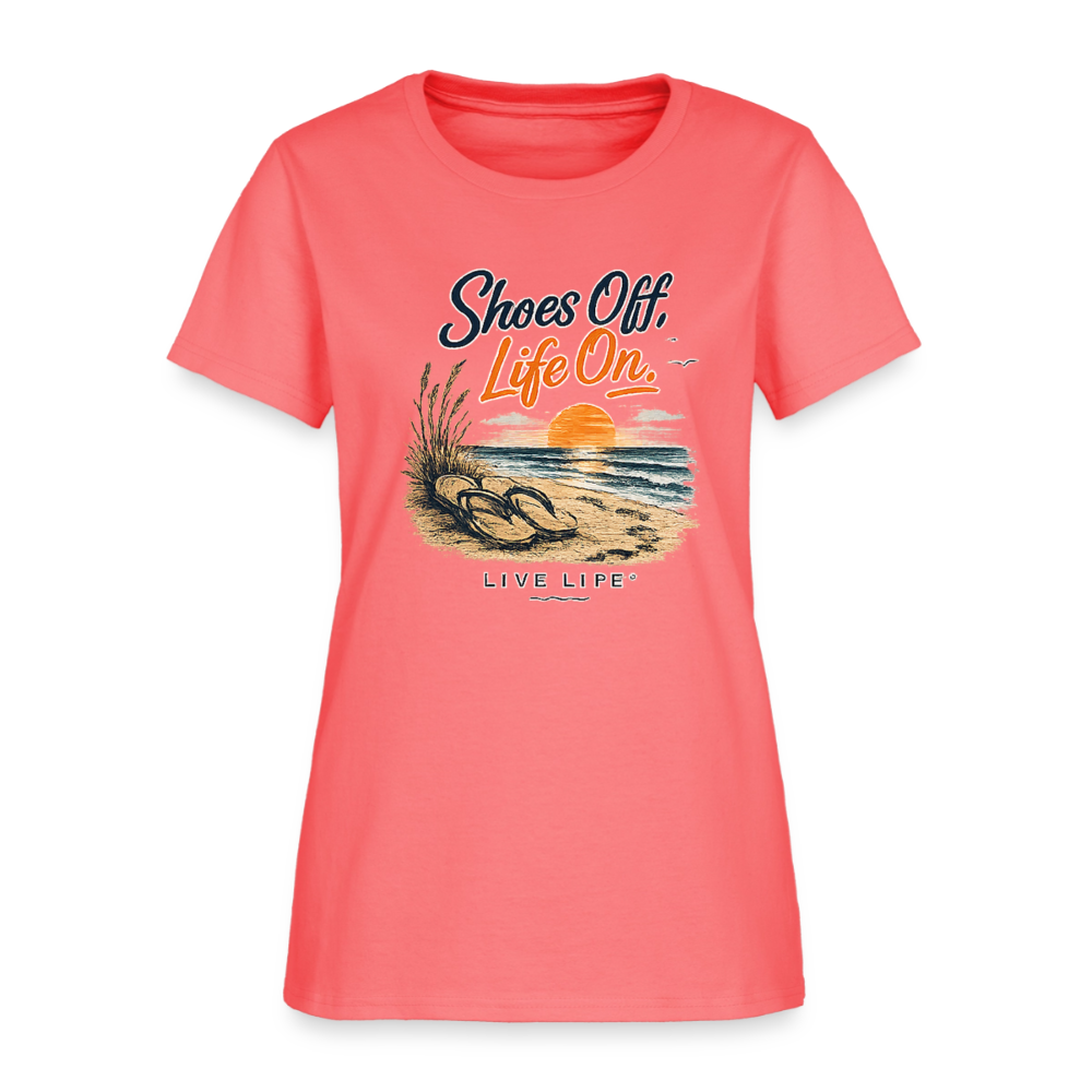 Shoes Off - Life On! Women's T-shirt - coral