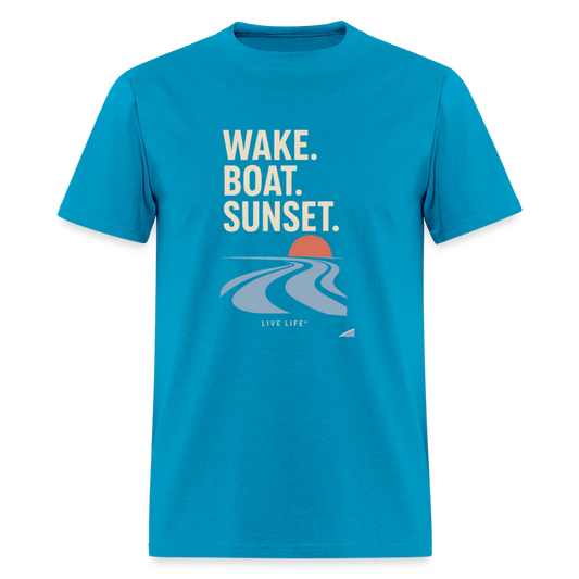 Wake. Boat. Sunset - turquoise