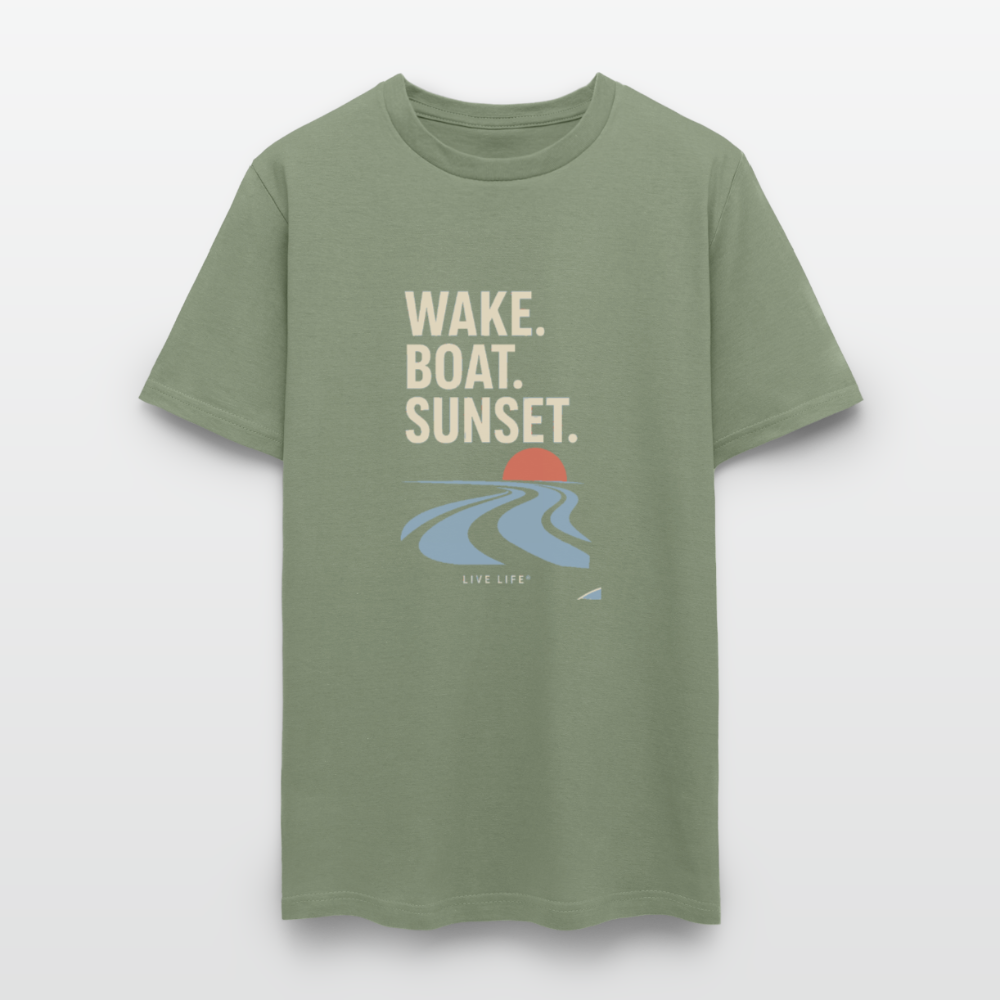 Wake. Boat. Sunset - military green