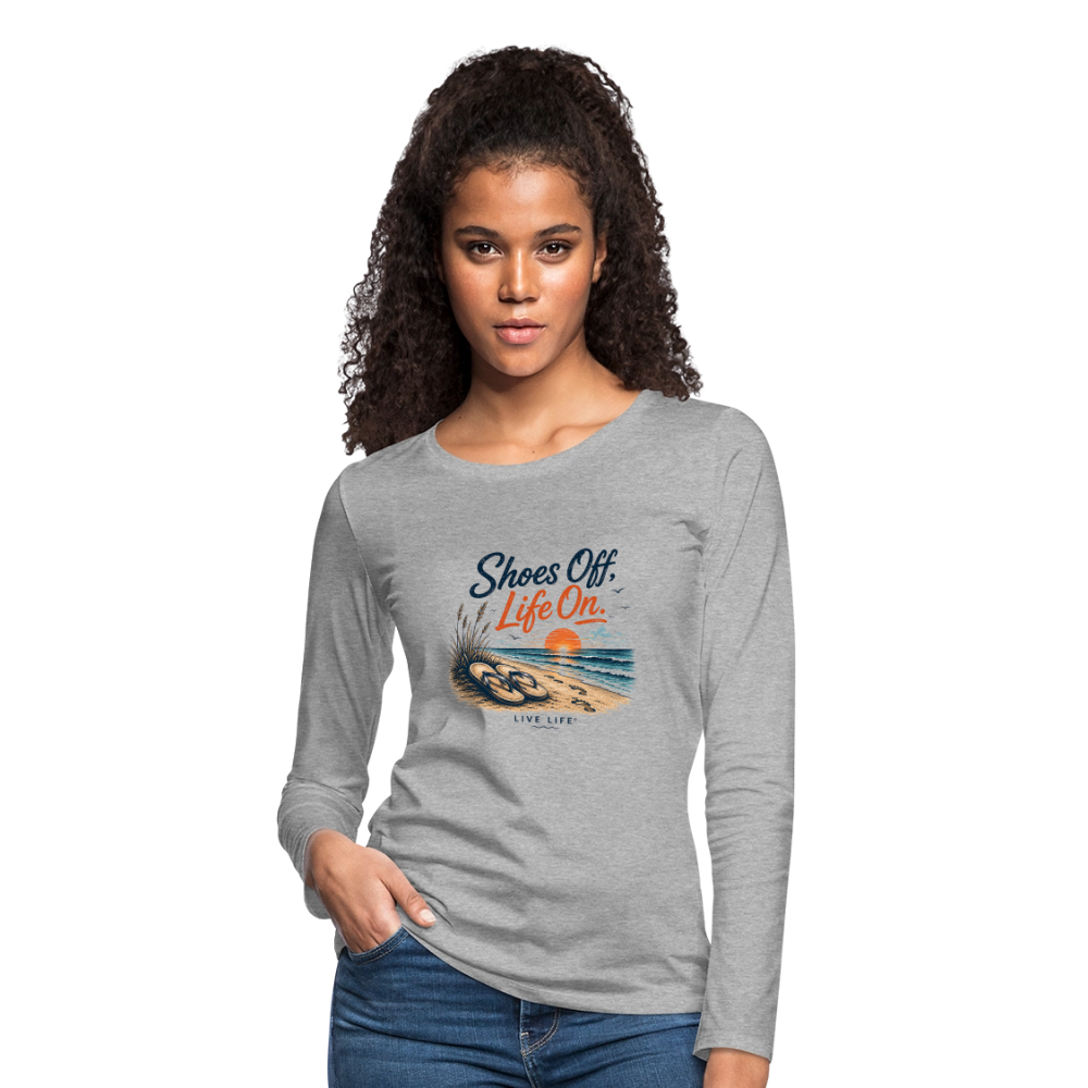 Shoes Off. Life On.™ Coastal Graphic Women's Premium Long Sleeve T-Shirt - heather gray