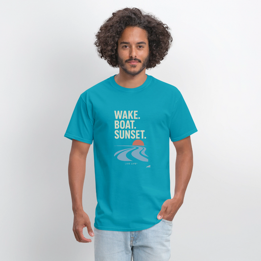 Wake. Boat. Sunset - turquoise