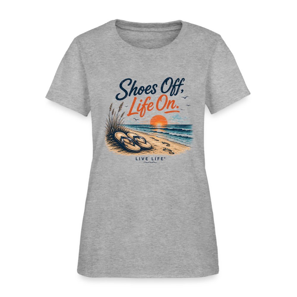 Shoes Off, Life On. Women's Tee - heather gray
