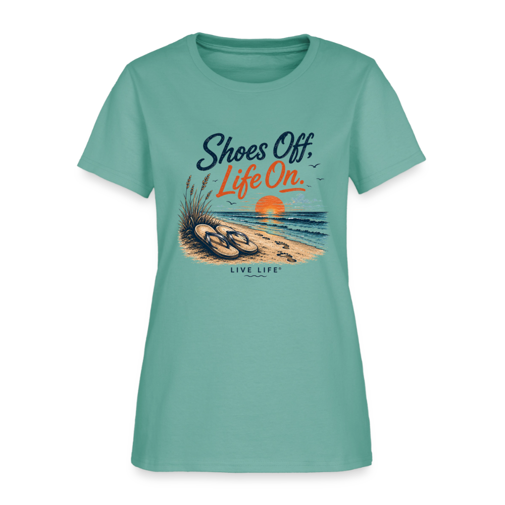 Shoes Off, Life On. Women's Tee - aquatic