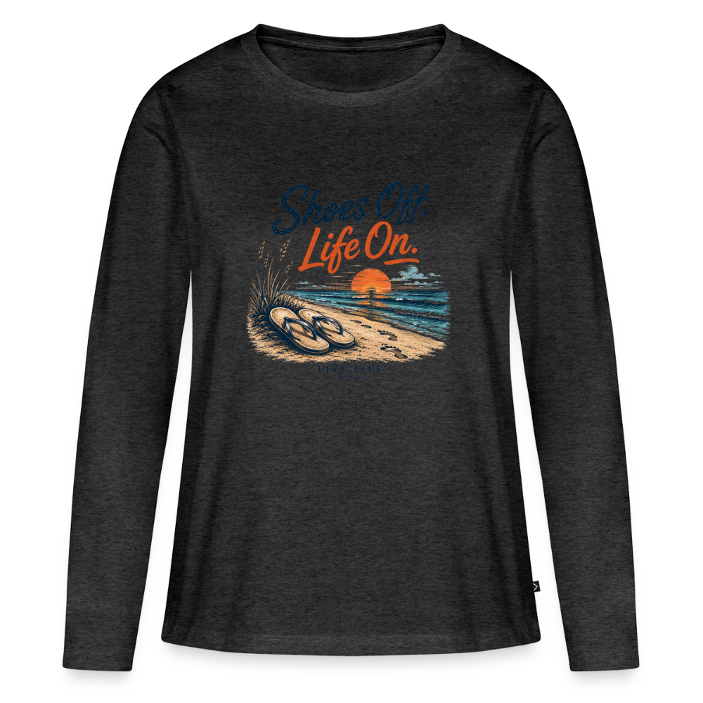 Shoes Off. Life On.™ Coastal Graphic Women's Premium Long Sleeve T-Shirt - heather anthracite