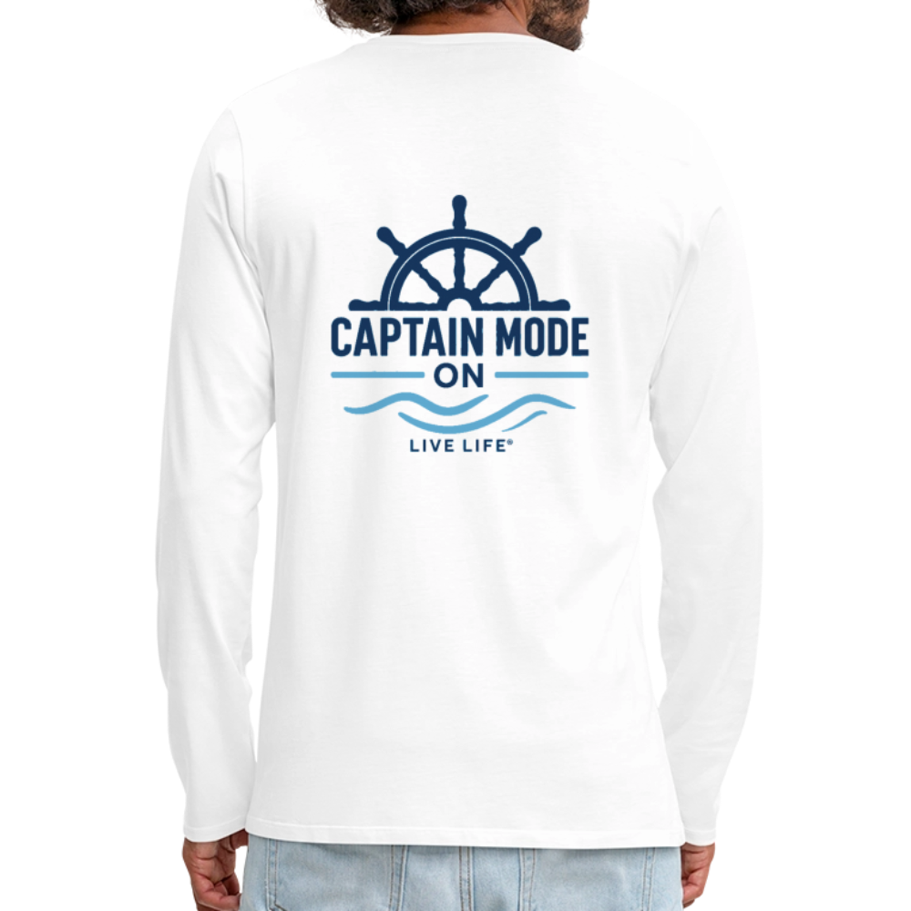 Captain Mode on  Men's Long Sleeve T-Shirt | - white