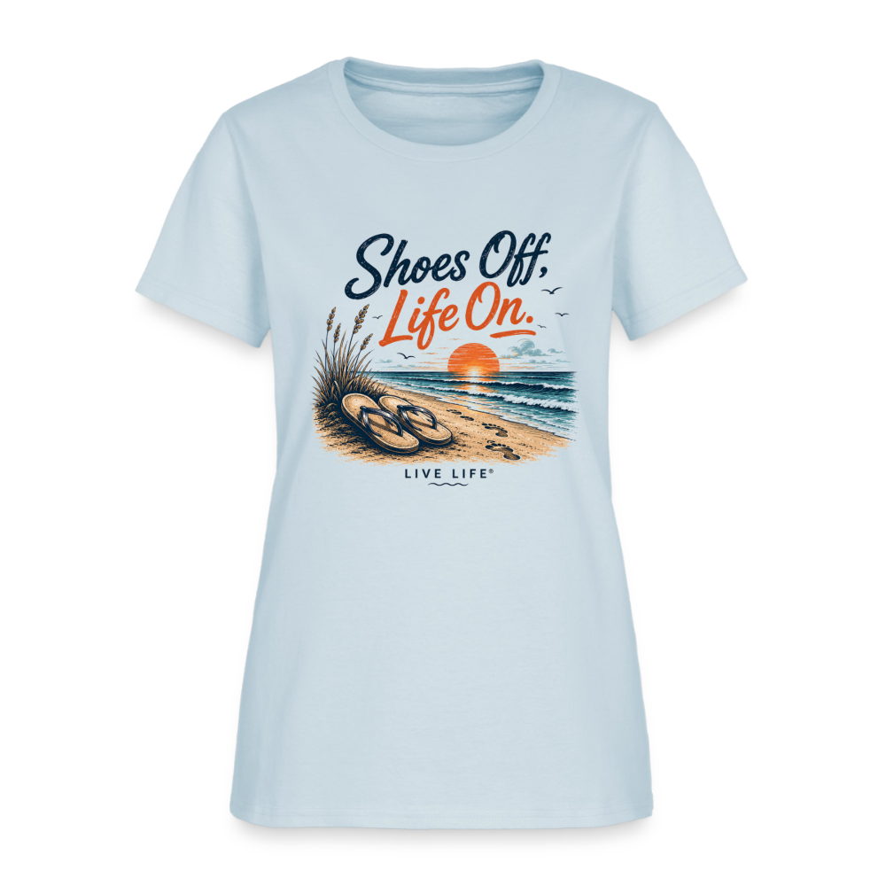 Shoes Off, Life On. Women's Tee - light blue