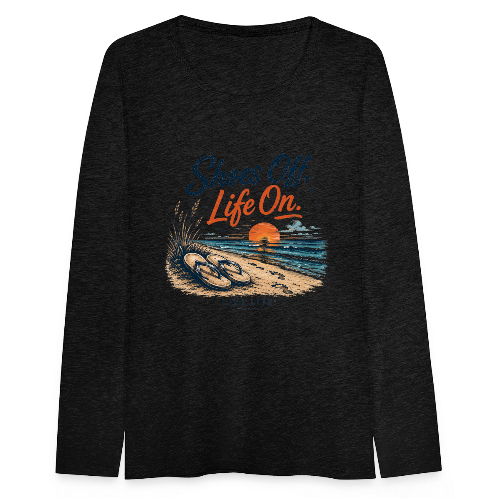 Shoes Off. Life On.™ Coastal Graphic Women's Premium Long Sleeve T-Shirt - charcoal grey