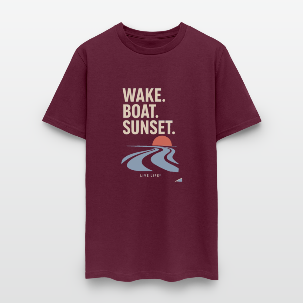 Wake. Boat. Sunset - burgundy