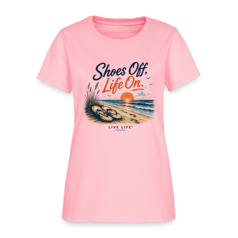 Shoes Off, Life On. Women's Tee - pink
