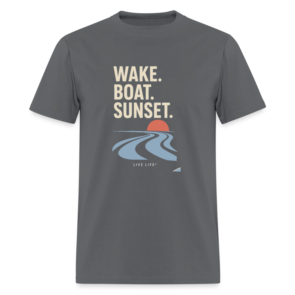 Wake. Boat. Sunset - charcoal
