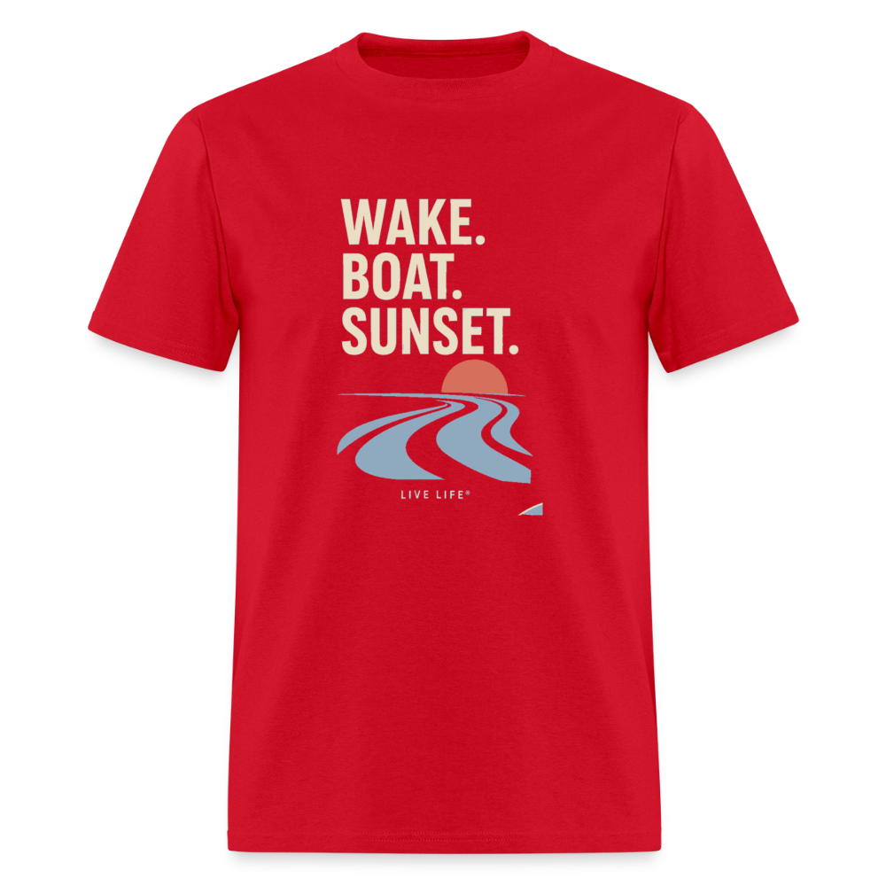 Wake. Boat. Sunset - red