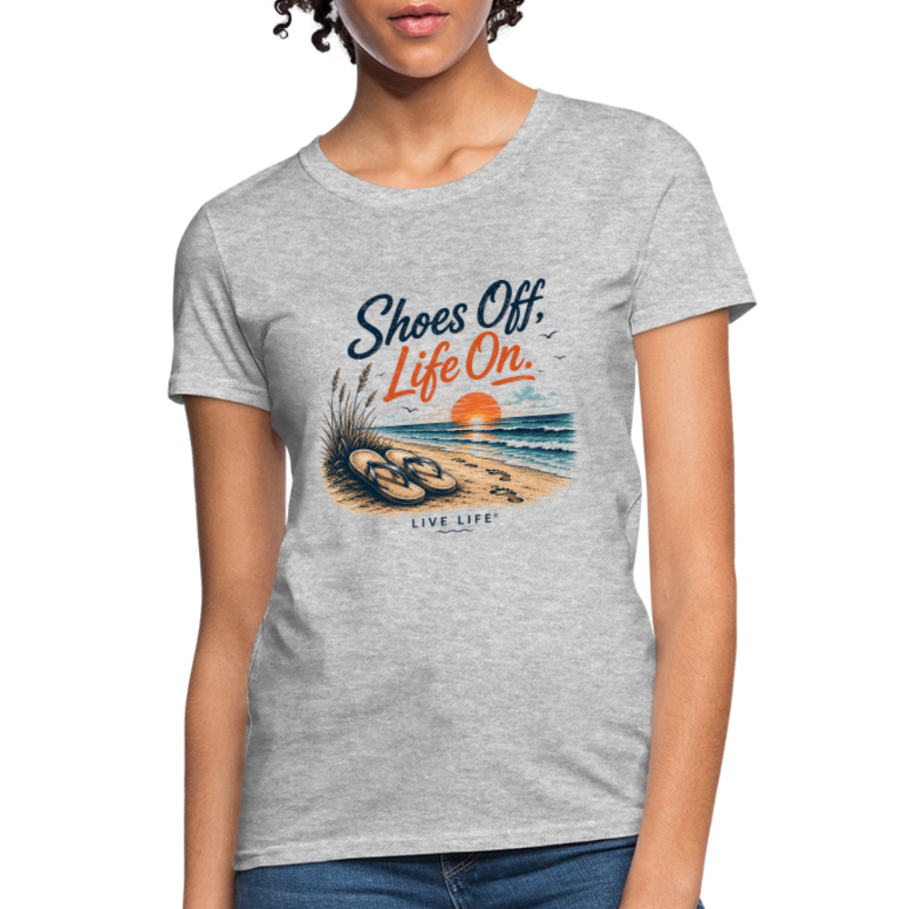 Shoes Off, Life On. Women's Tee - heather gray