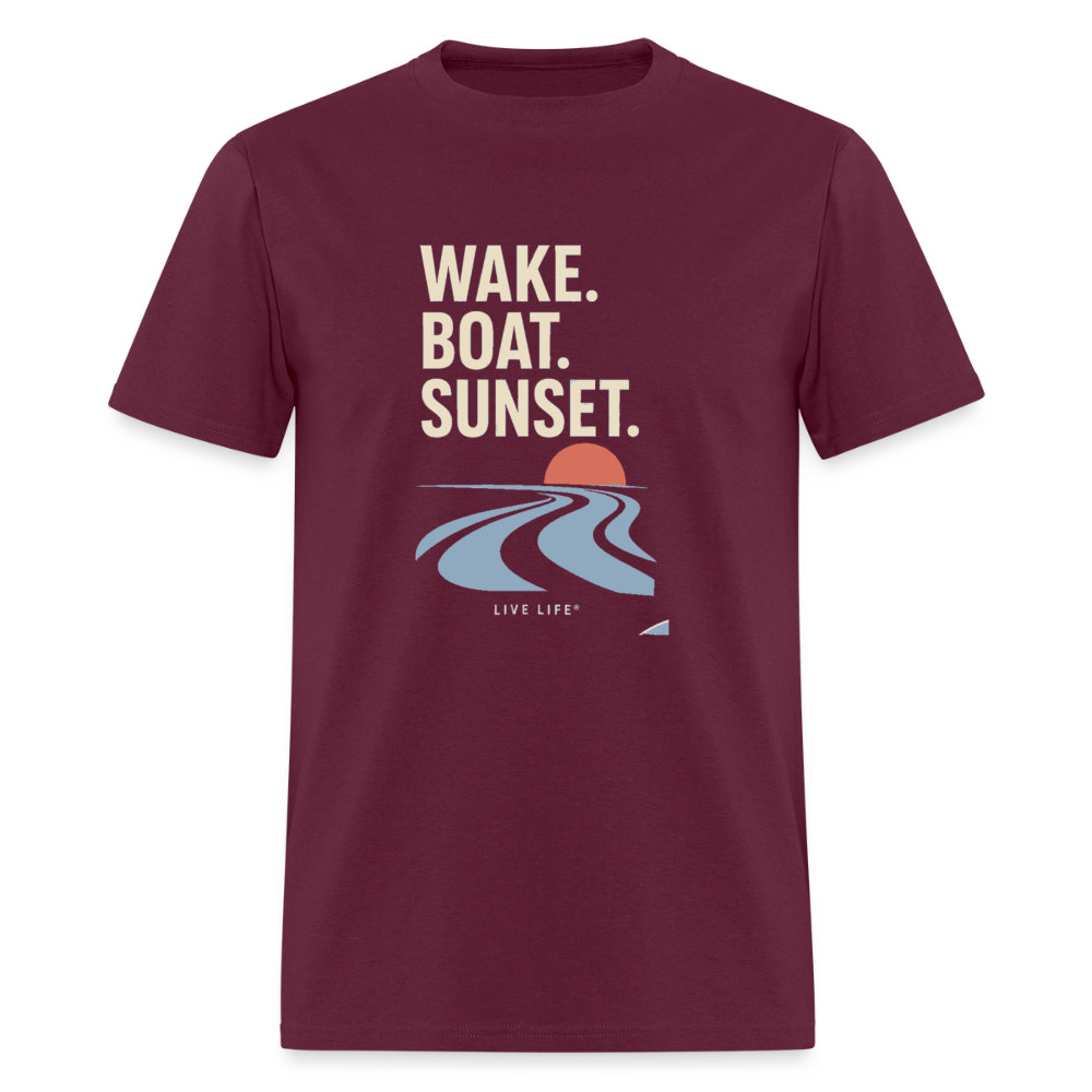 Wake. Boat. Sunset - burgundy