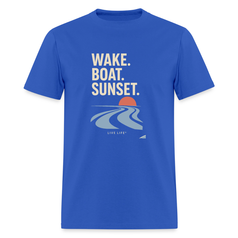 Wake. Boat. Sunset - royal blue