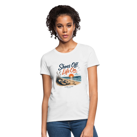 Shoes Off, Life On. Women's Tee - white