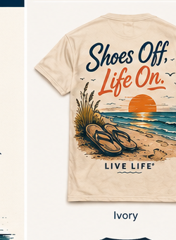 Shoes Off, Life On. tee — Ivory