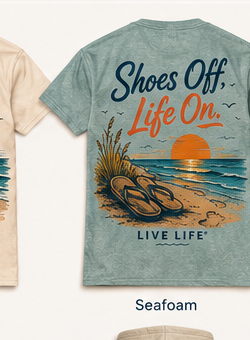 Shoes Off, Life On. tee — Seafoam