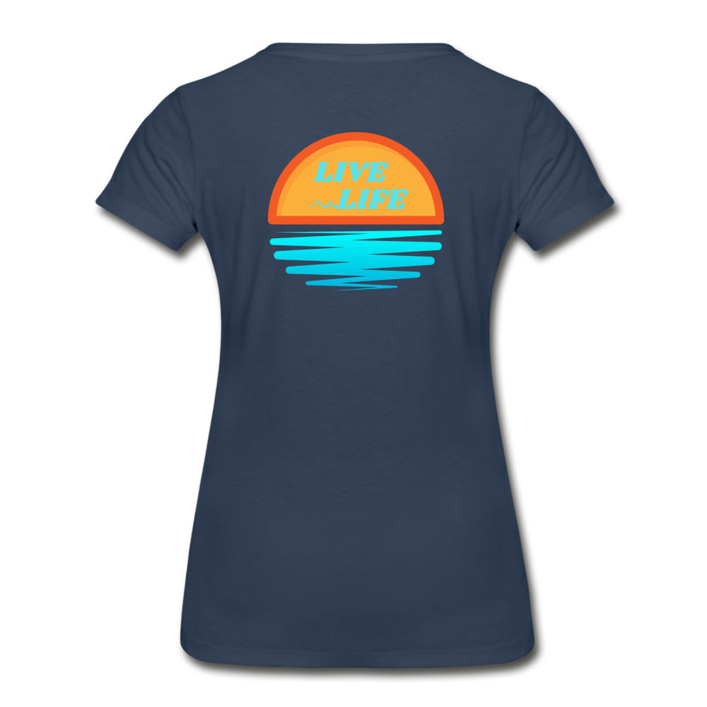 Women’s Sunset Waves Premium Organic T-Shirt - navy