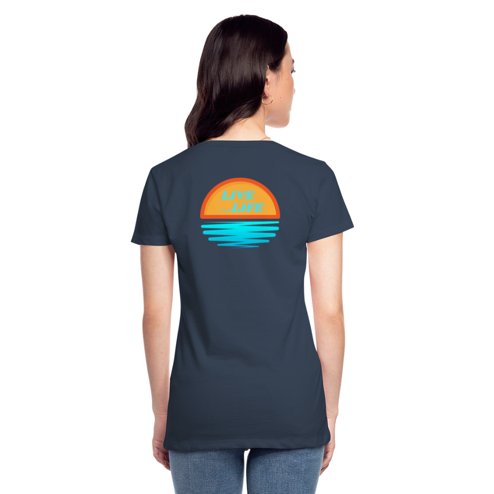 Women’s Sunset Waves Premium Organic T-Shirt - navy