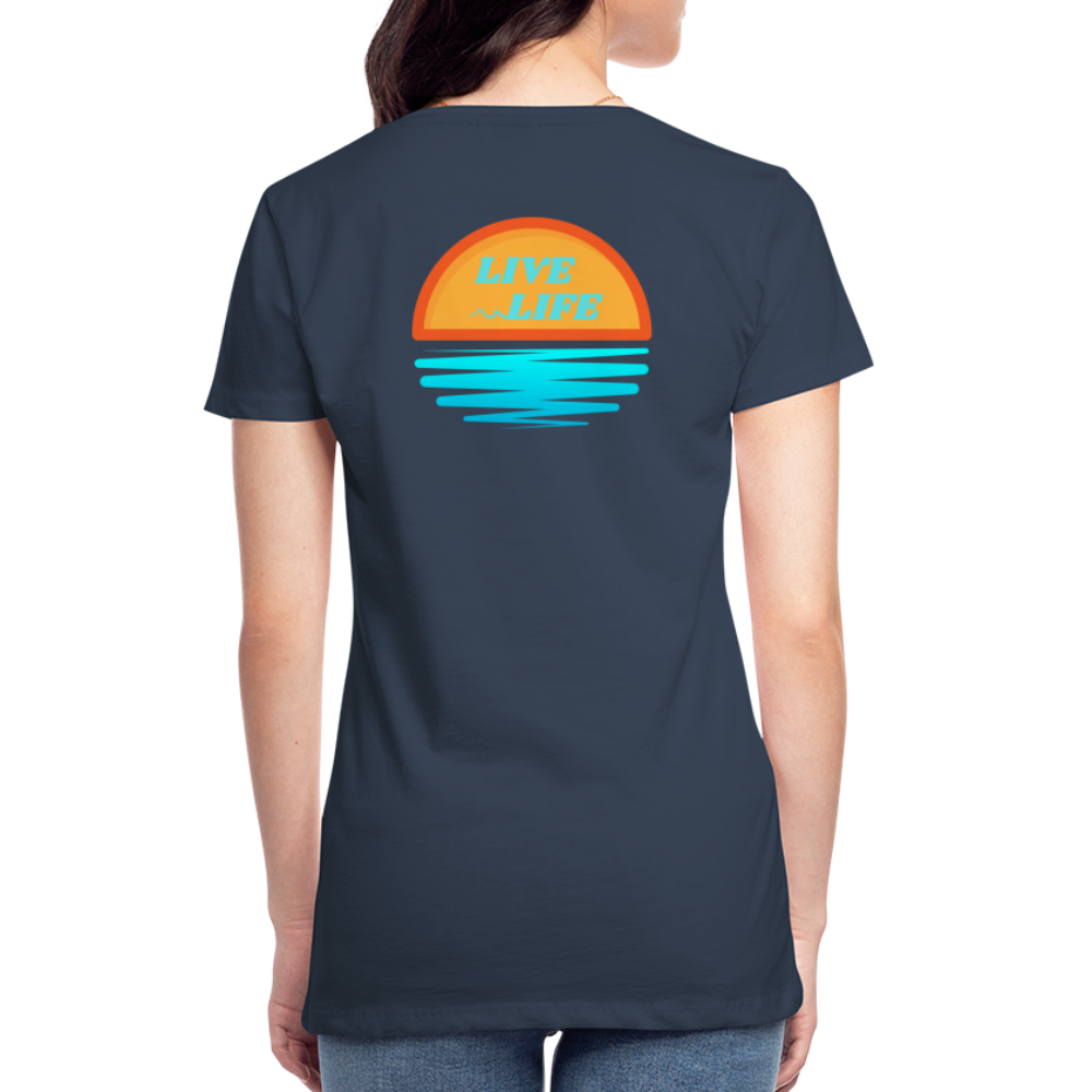 Women’s Sunset Waves Premium Organic T-Shirt - navy