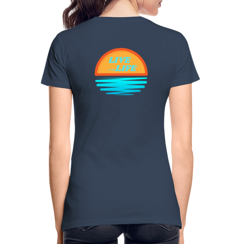 Women’s Sunset Waves Premium Organic T-Shirt - navy