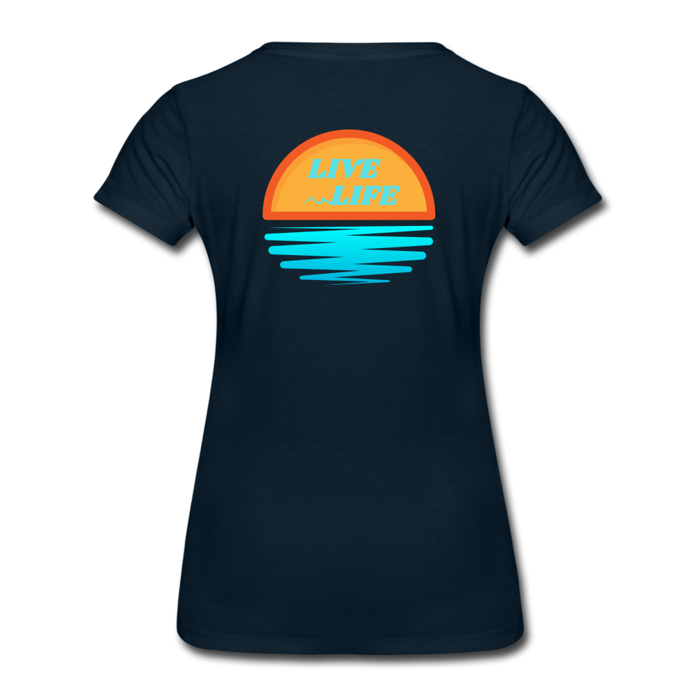 Women’s Sunset Waves Premium Organic T-Shirt - deep navy