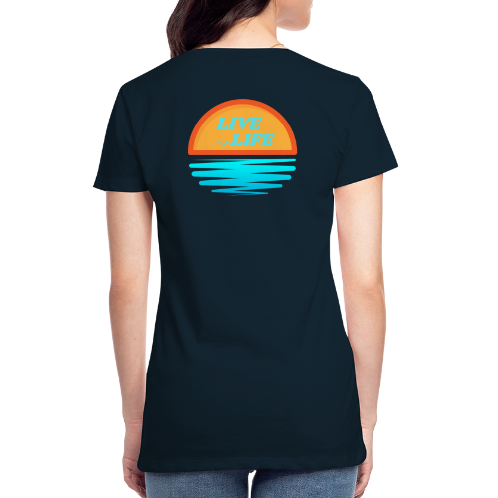 Women’s Sunset Waves Premium Organic T-Shirt - deep navy