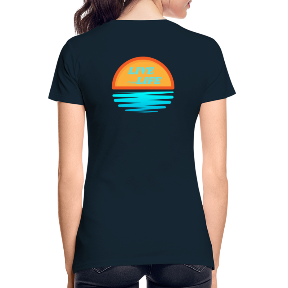 Women’s Sunset Waves Premium Organic T-Shirt - deep navy