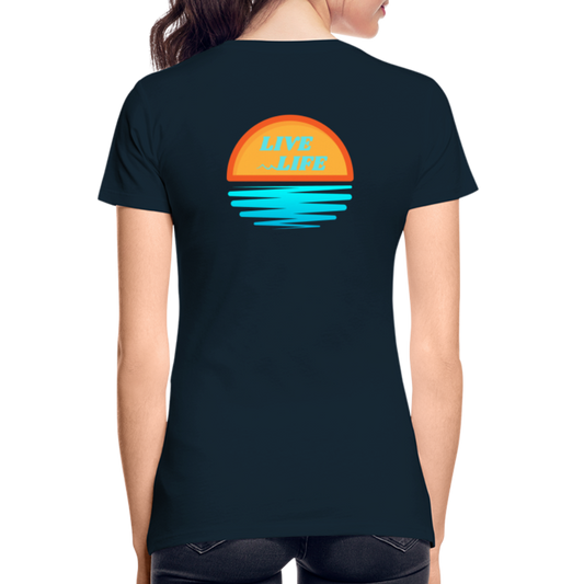 Women’s Sunset Waves Premium Organic T-Shirt - deep navy