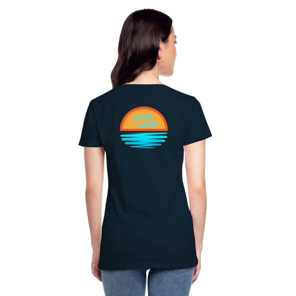 Women’s Sunset Waves Premium Organic T-Shirt - deep navy