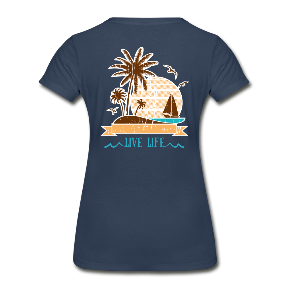 Women’s Sailboats and Sunsets Premium Organic T-Shirt - navy