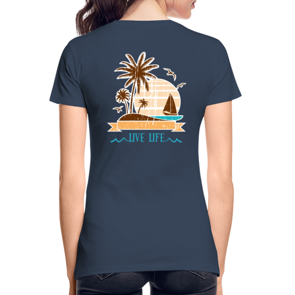 Women’s Sailboats and Sunsets Premium Organic T-Shirt - navy