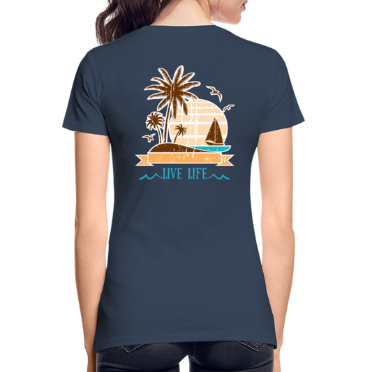 Women’s Sailboats and Sunsets Premium Organic T-Shirt - navy