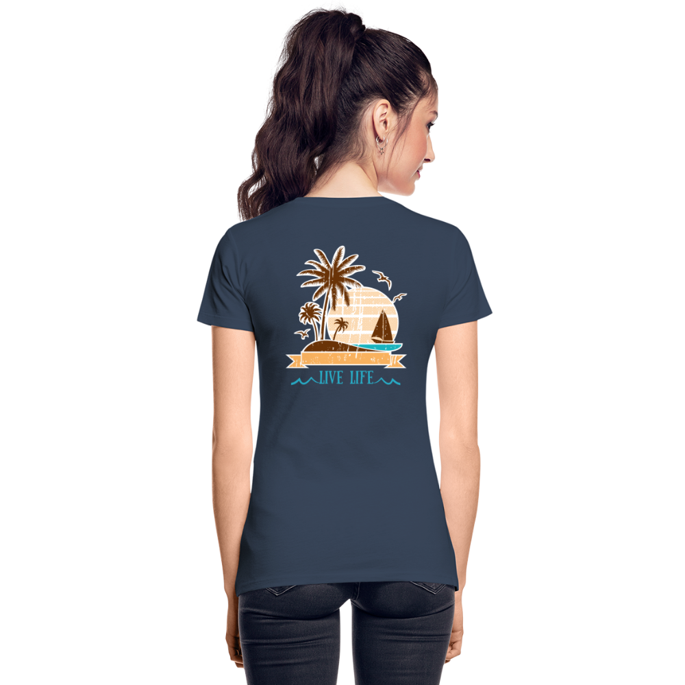 Women’s Sailboats and Sunsets Premium Organic T-Shirt - navy