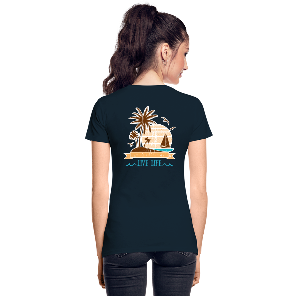 Women’s Sailboats and Sunsets Premium Organic T-Shirt - deep navy