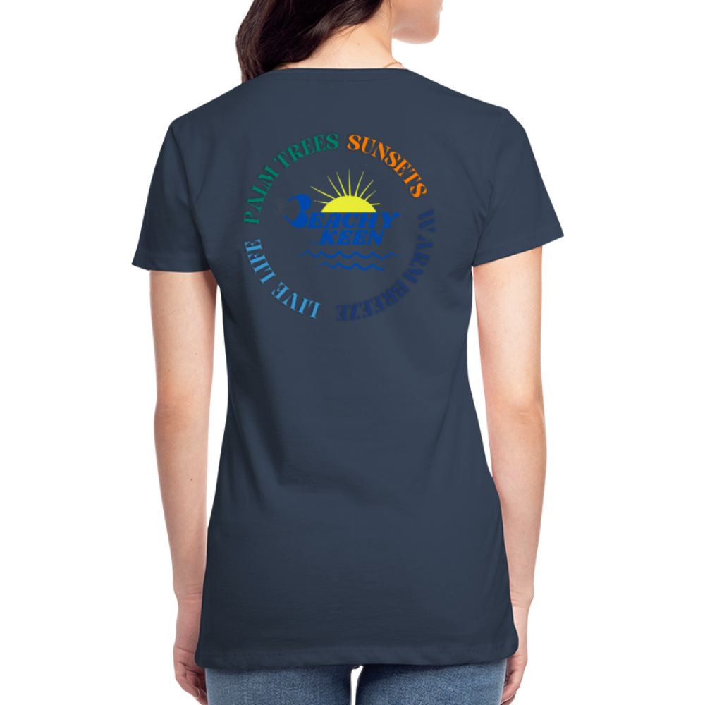 Women’s Premium Organic T-Shirt Palm Trees and Sunsets - navy