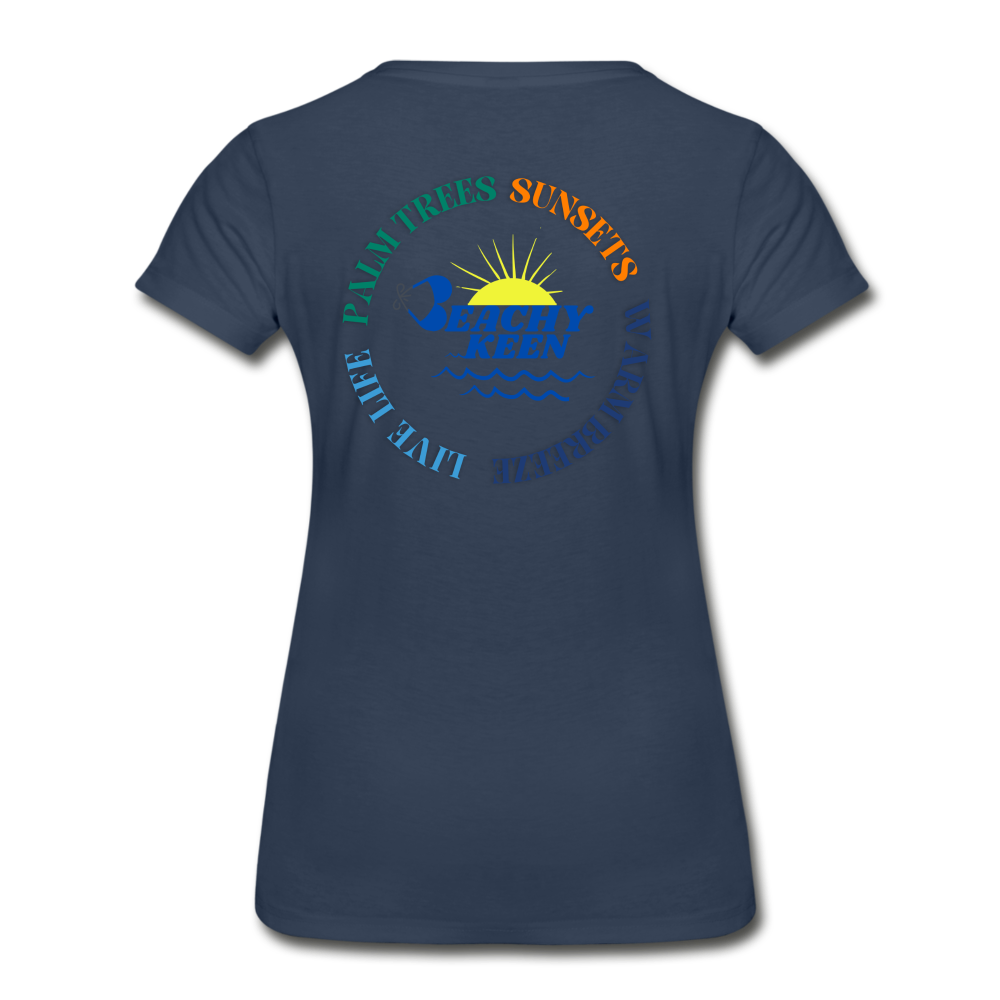 Women’s Premium Organic T-Shirt Palm Trees and Sunsets - navy