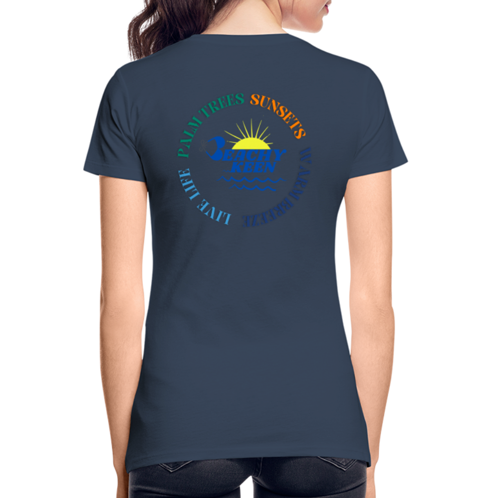 Women’s Premium Organic T-Shirt Palm Trees and Sunsets - navy