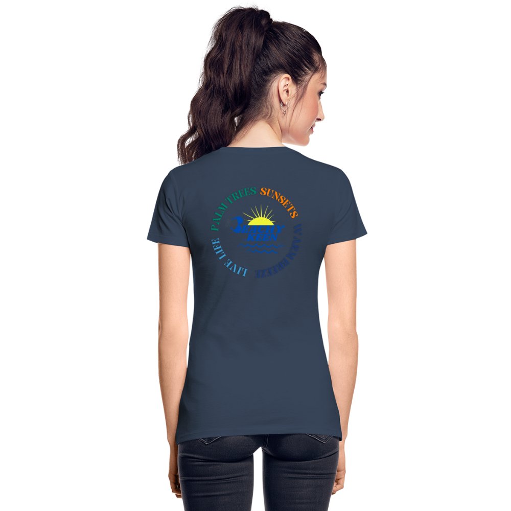 Women’s Premium Organic T-Shirt Palm Trees and Sunsets - navy