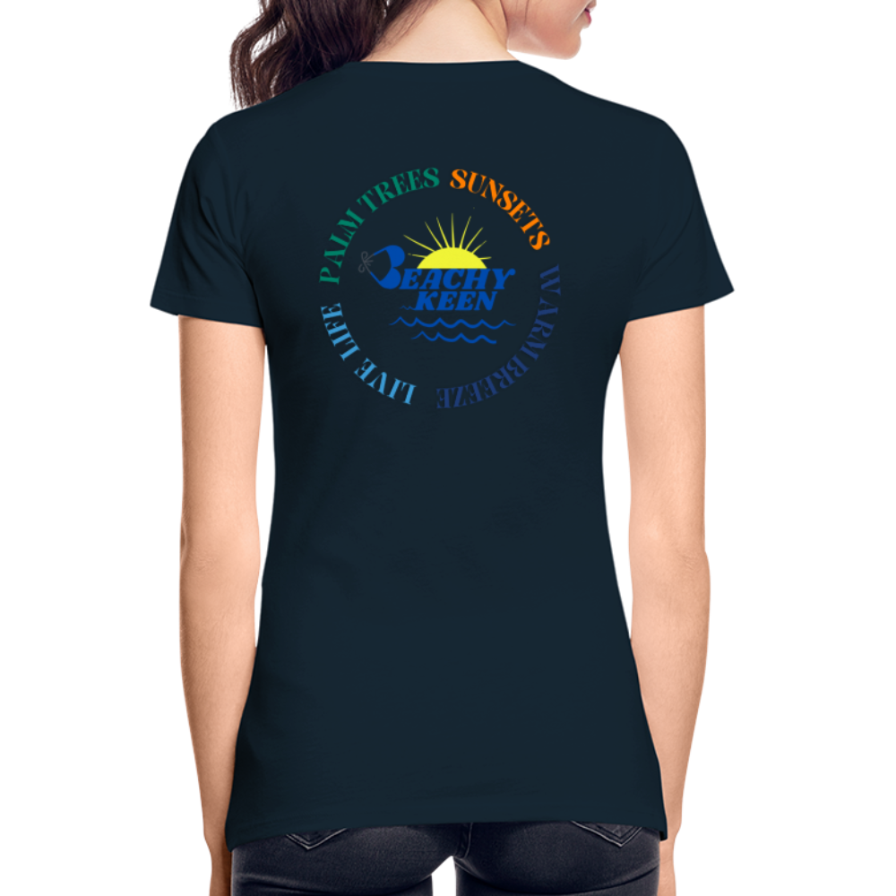 Women’s Premium Organic T-Shirt Palm Trees and Sunsets - deep navy