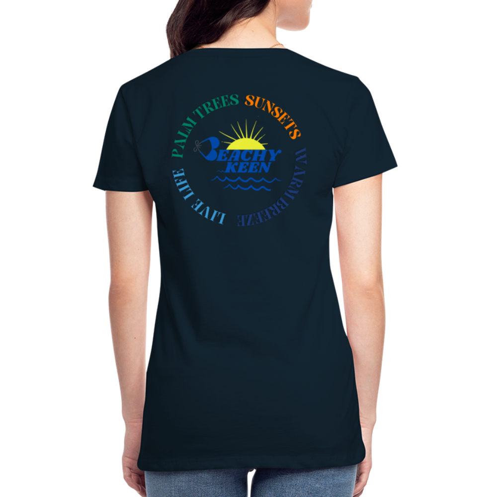 Women’s Premium Organic T-Shirt Palm Trees and Sunsets - deep navy