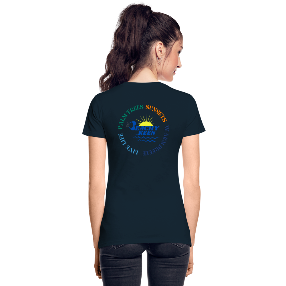 Women’s Premium Organic T-Shirt Palm Trees and Sunsets - deep navy