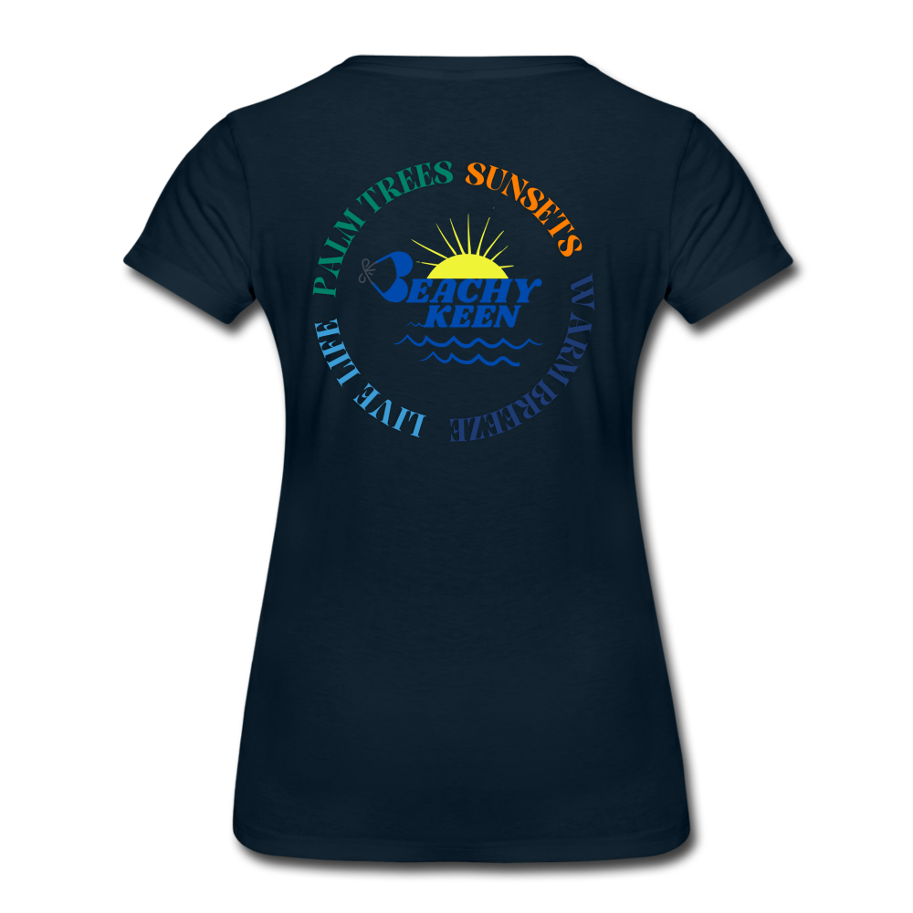 Women’s Premium Organic T-Shirt Palm Trees and Sunsets - deep navy